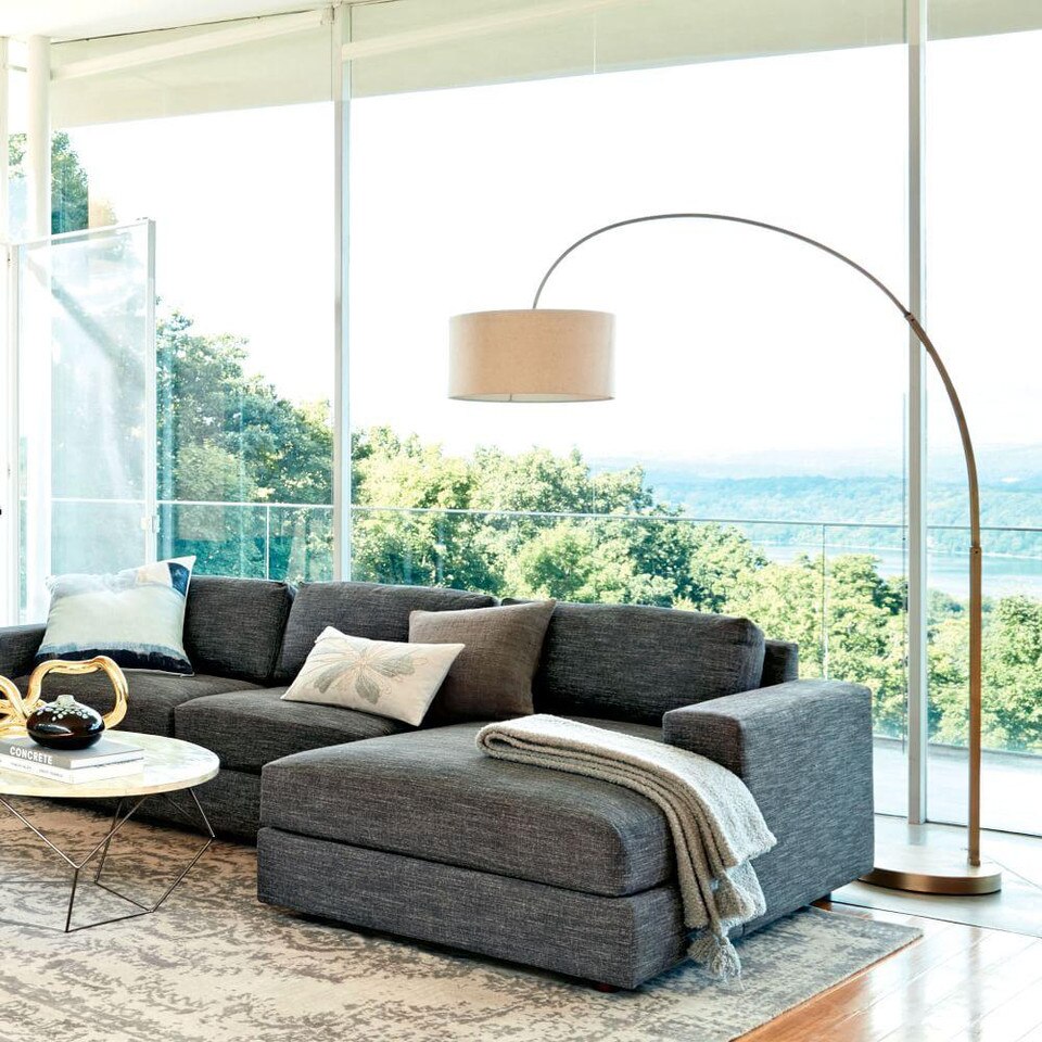 Overarching Linen Shade Floor Lamp west elm Australia